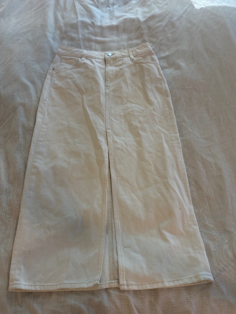 Mavi midi white denim skirt